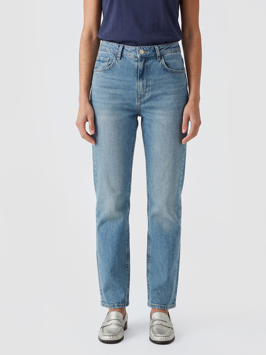 İndigo Straight Fit Kadın Jean Pantolon-1