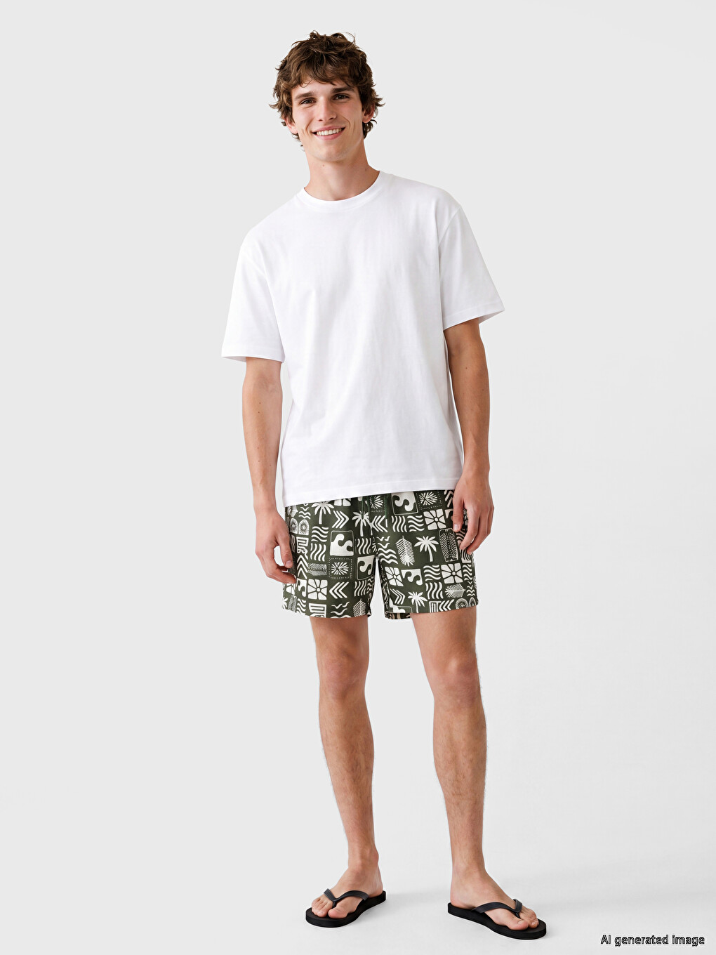 Short Patterned Men's Swimming Shorts-1