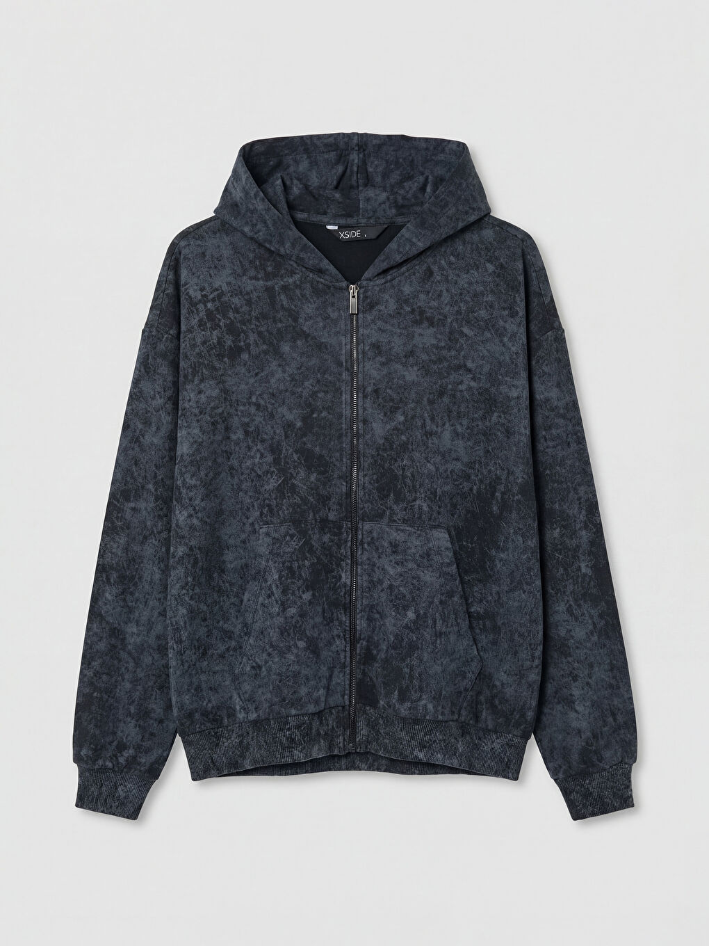 Antrasit Oversize Kapüşonlu Erkek Fermuarlı Sweatshirt