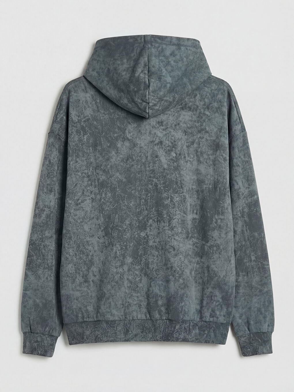 Gri Oversize Kapüşonlu Erkek Fermuarlı Sweatshirt-1