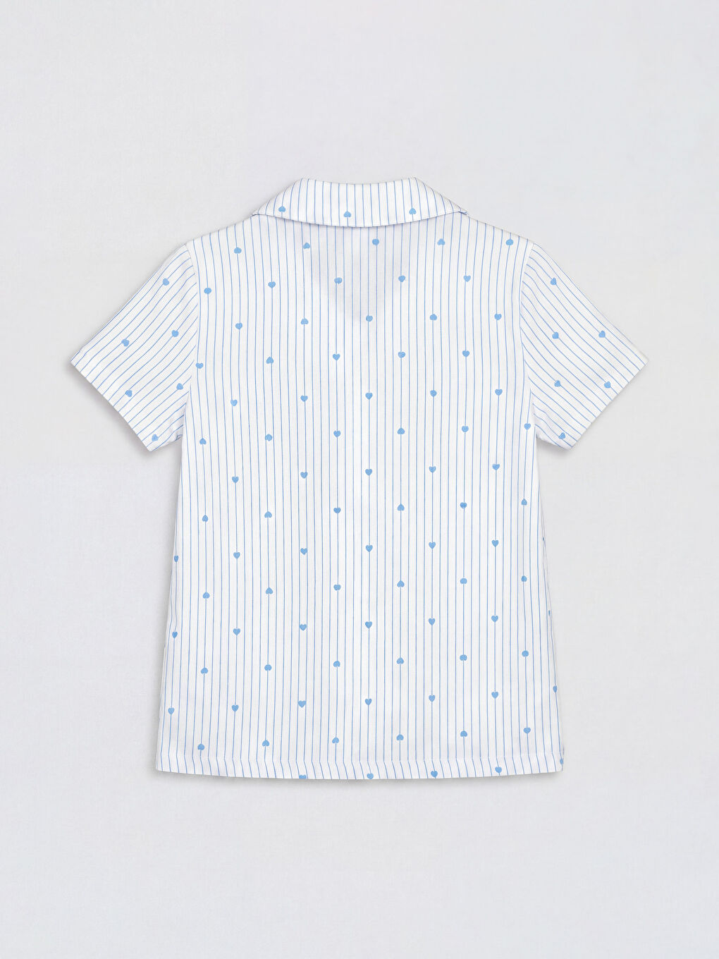 Mavi Gömlek Yaka Kız Çocuk Şortlu Pijama Takım-2