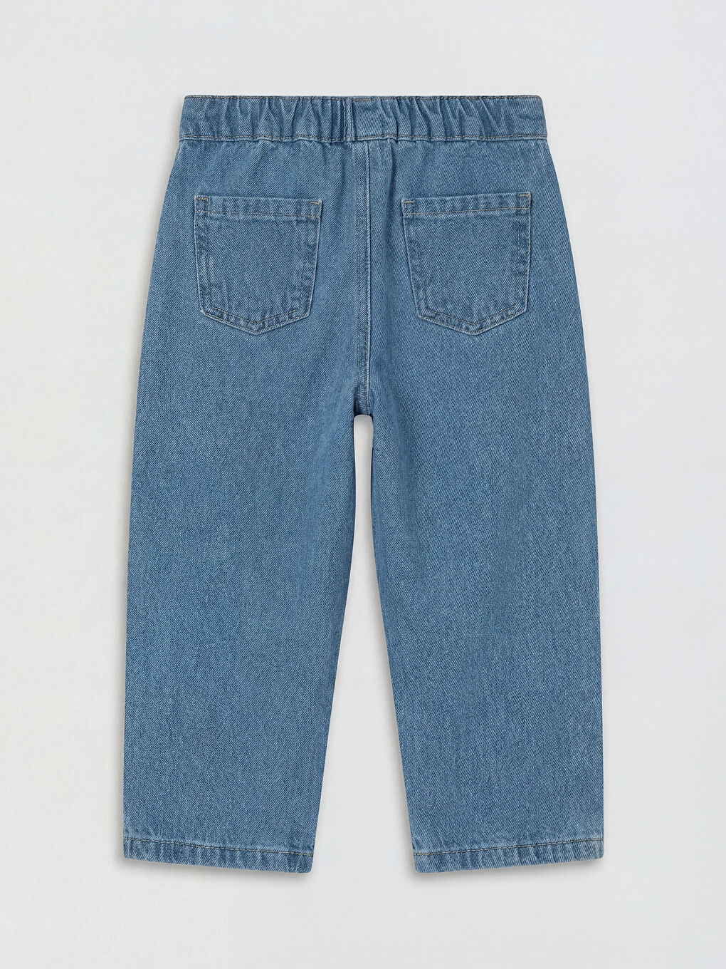 Mavi Relax Fit Kız Bebek Nakışlı Denim Pantolon-1