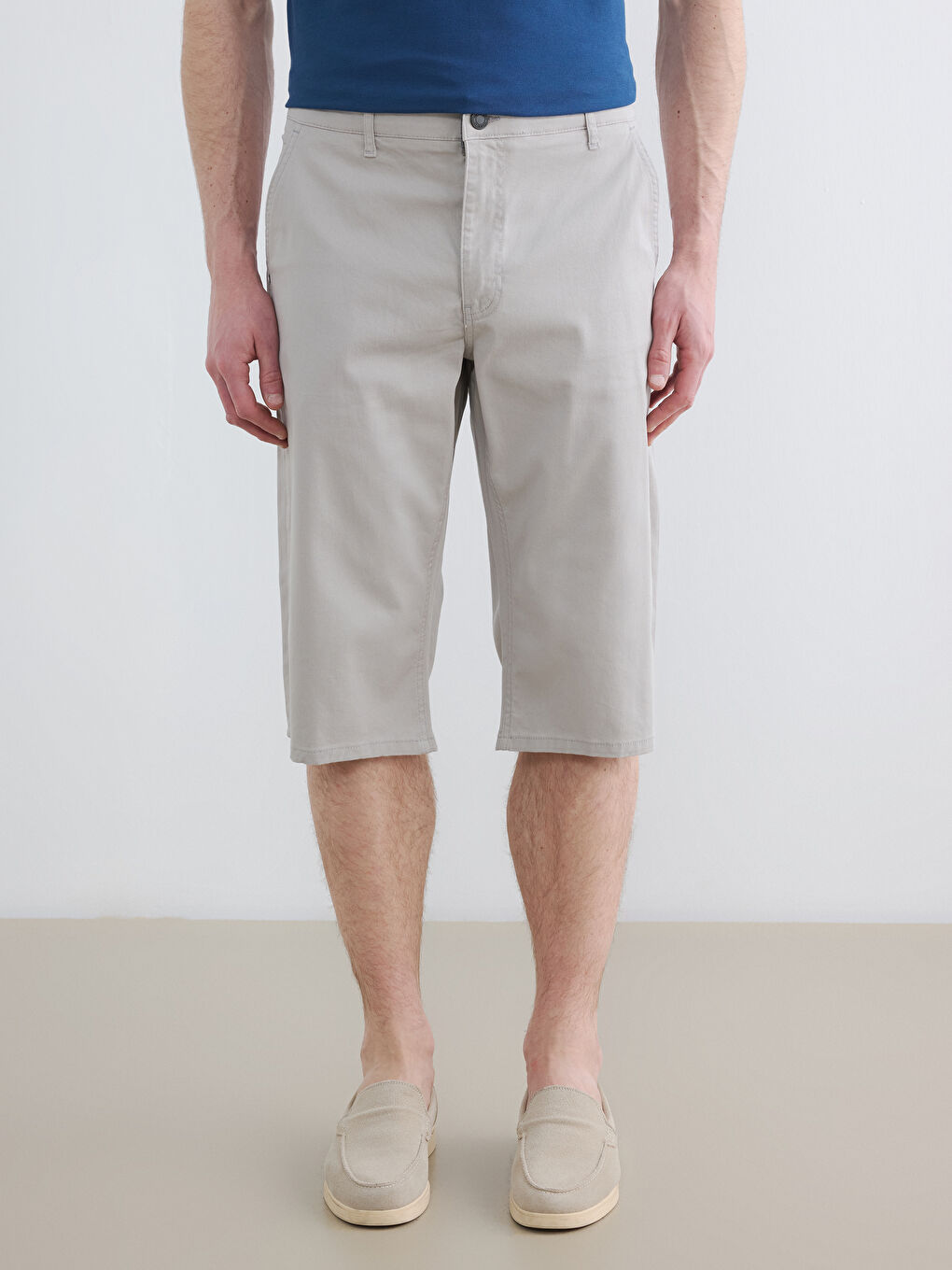 Gri Regular Fit Erkek Jean Şort-1