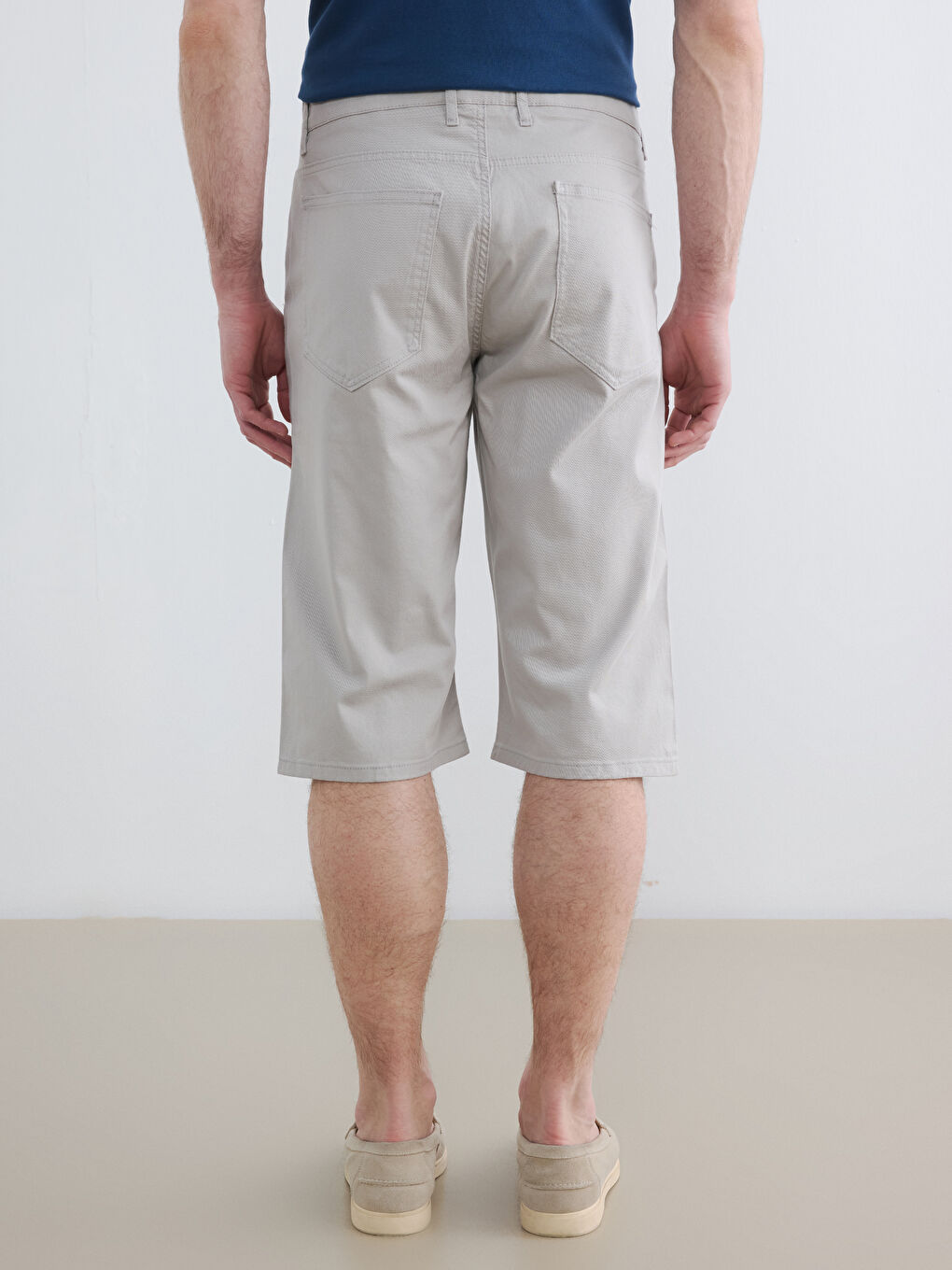 Gri Regular Fit Erkek Jean Şort-3