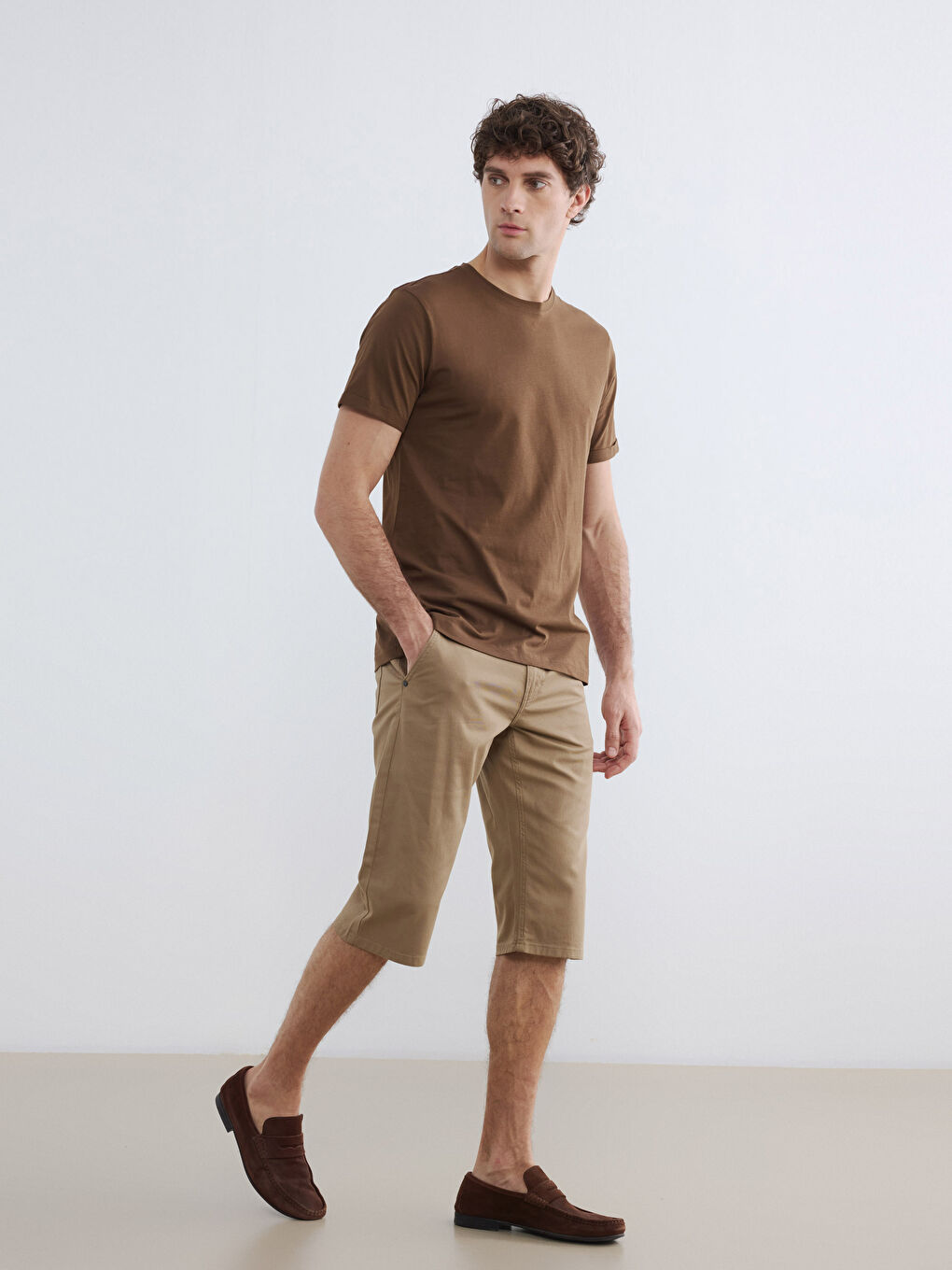 Kahverengi Regular Fit Erkek Jean Şort
