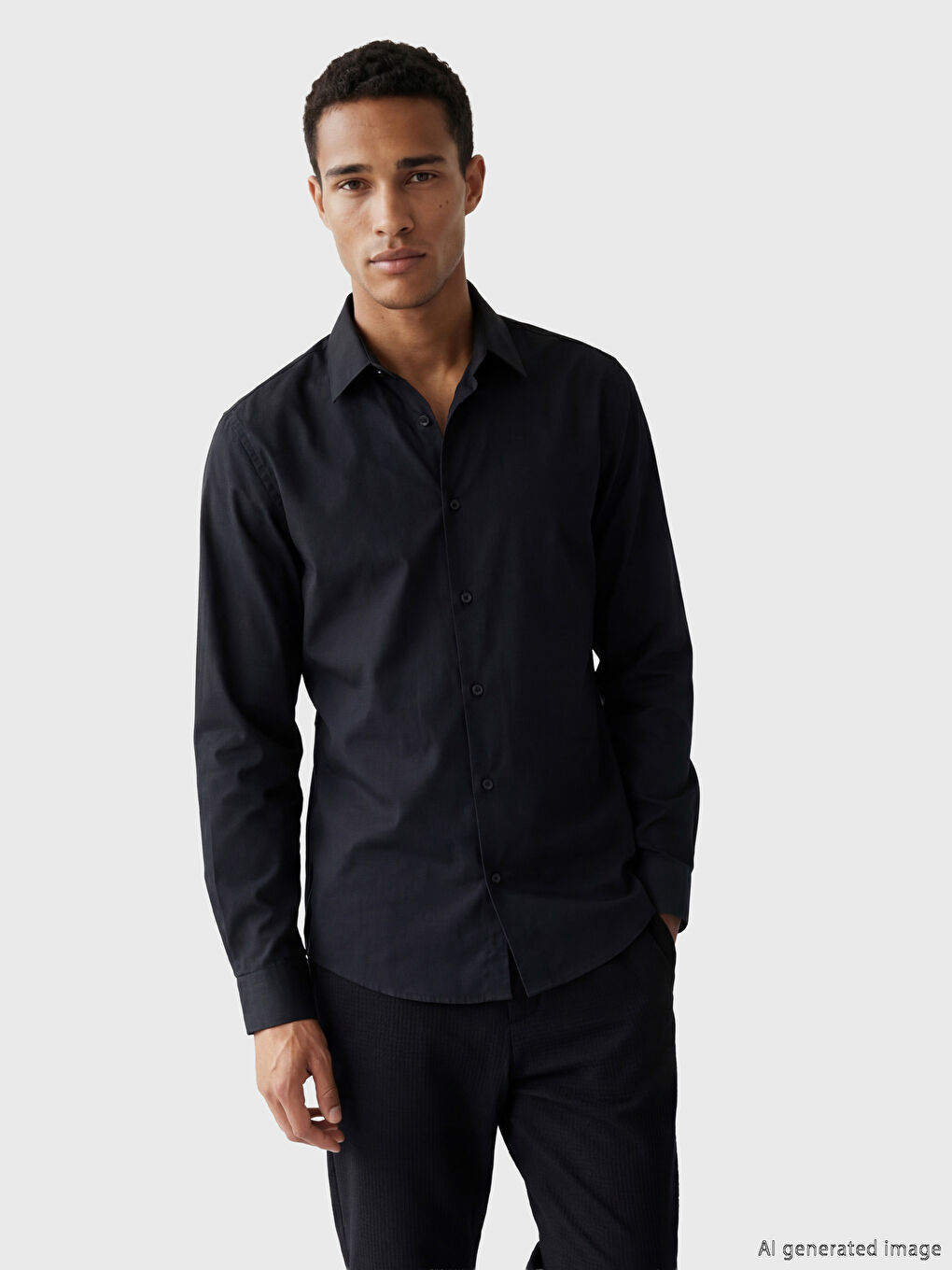 Siyah Slim Fit Erkek Gömlek
