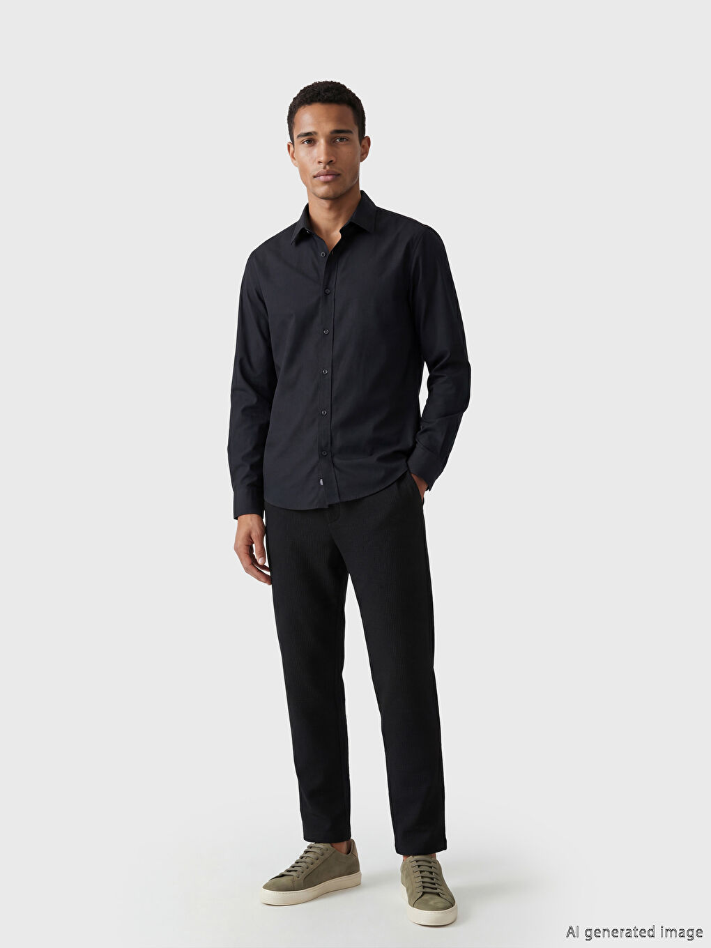 Siyah Slim Fit Erkek Gömlek-1