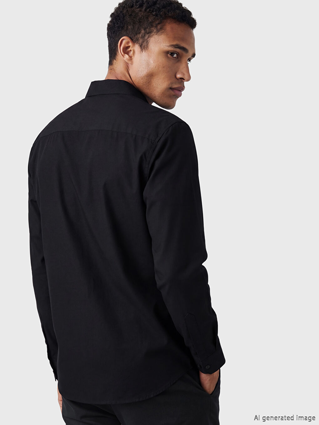 Siyah Slim Fit Erkek Gömlek-2