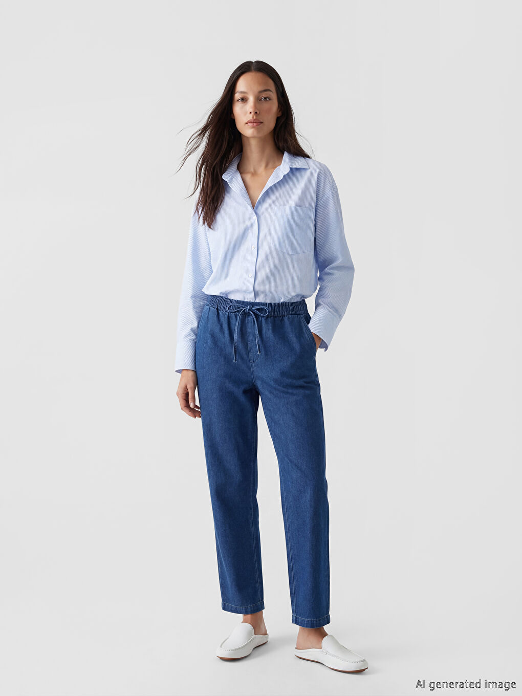 Elastic Waist Mom Fit Women's Jeans