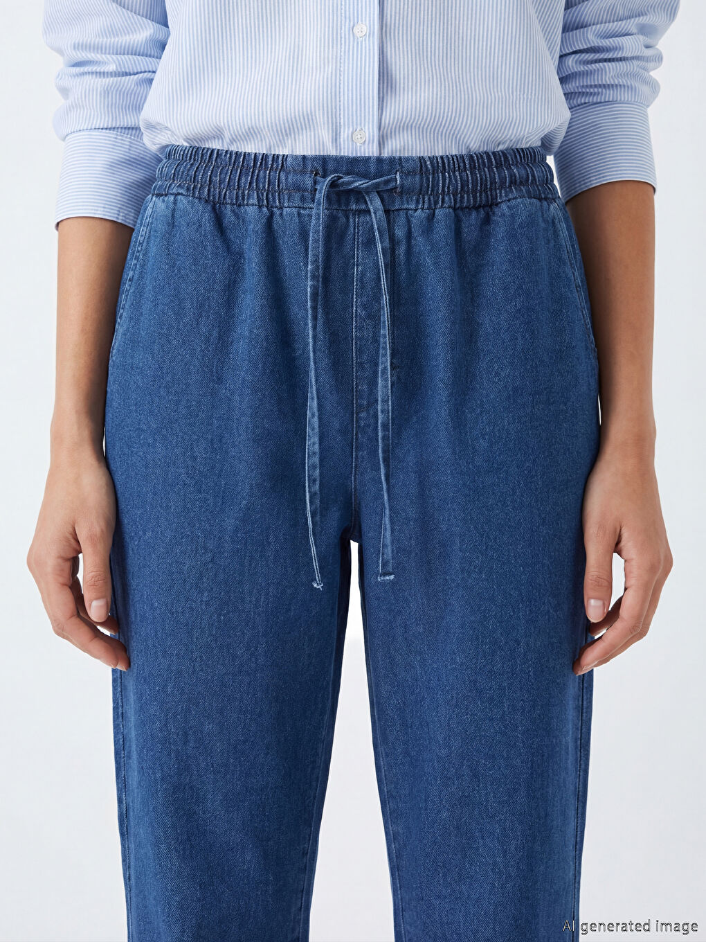 Elastic Waist Mom Fit Women's Jeans-2