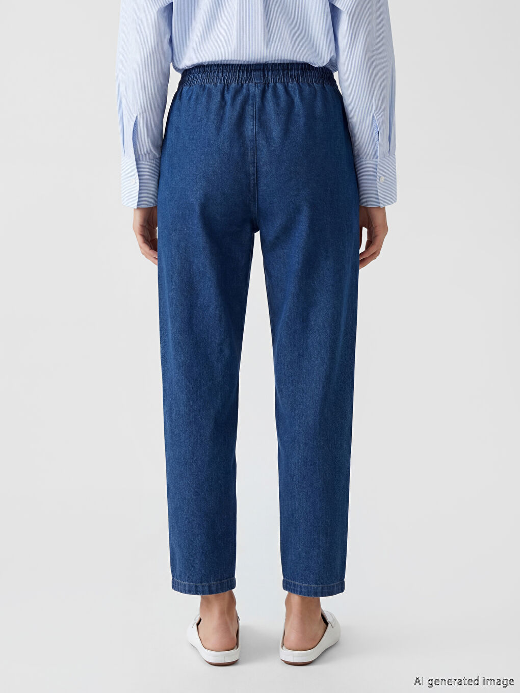 Elastic Waist Mom Fit Women's Jeans-3