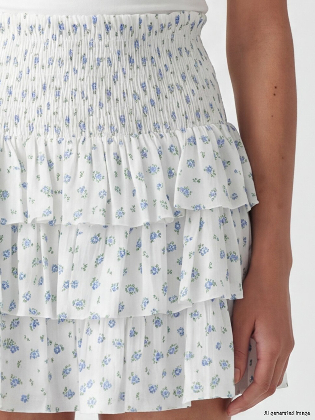 Elastic Waist Floral Layered Skirt-2