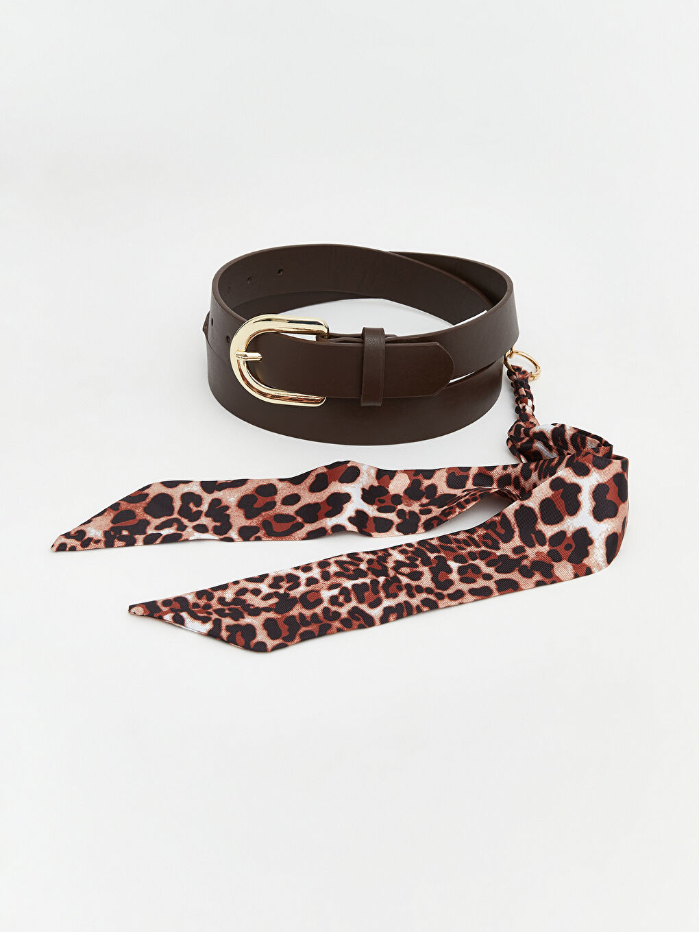 Kahverengi Deri Görünümlü Aksesuarlı Kadın Kemer-1