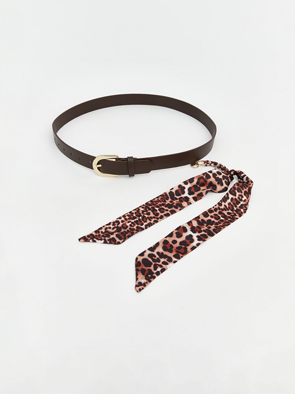 Kahverengi Deri Görünümlü Aksesuarlı Kadın Kemer-2