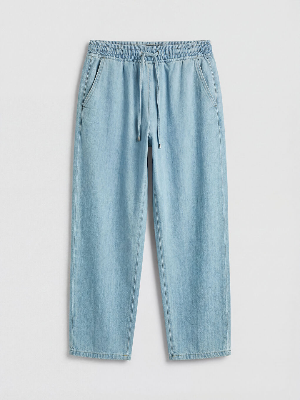 İndigo Beli Lastikli Balloon Fit Kadın Jean Pantolon