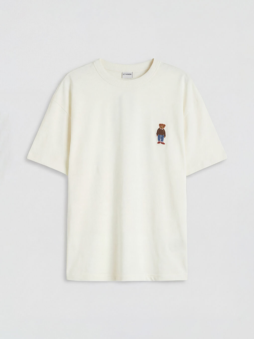 Ekru Ayı Teddy Nakışlı Erkek Çocuk Tişört