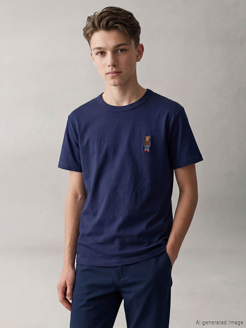 Teddy Bear Embroidered Boys' T-Shirt