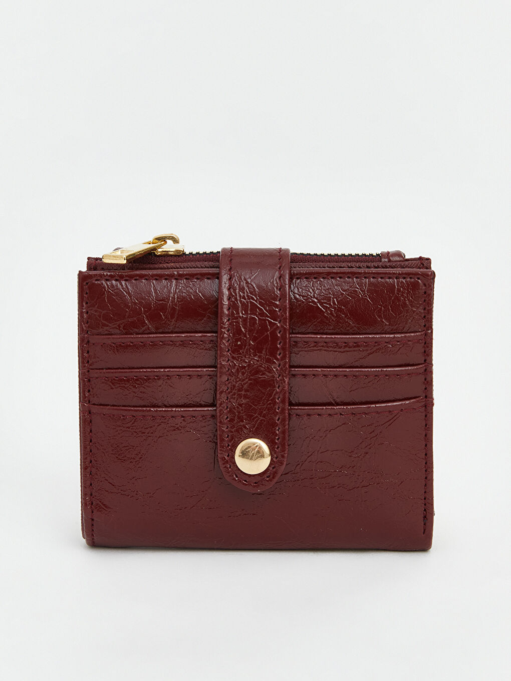 Bordo Deri Görünümlü Kadın Cüzdan
