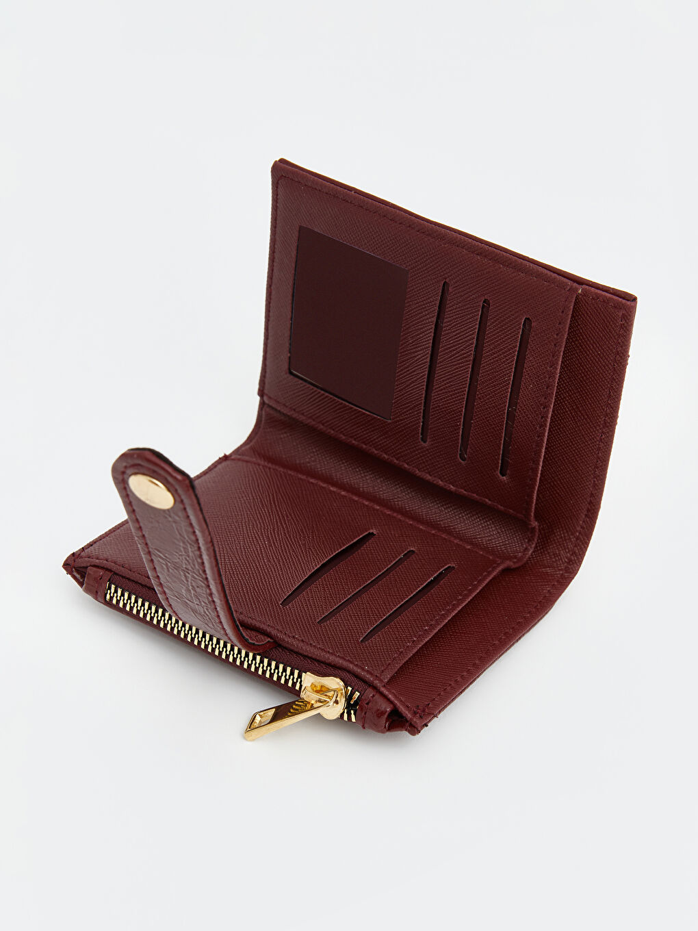 Bordo Deri Görünümlü Kadın Cüzdan-2