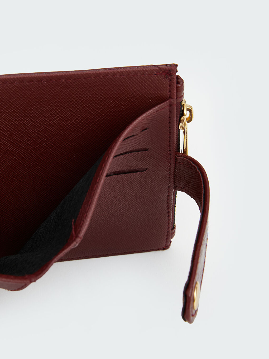 Bordo Deri Görünümlü Kadın Cüzdan-3