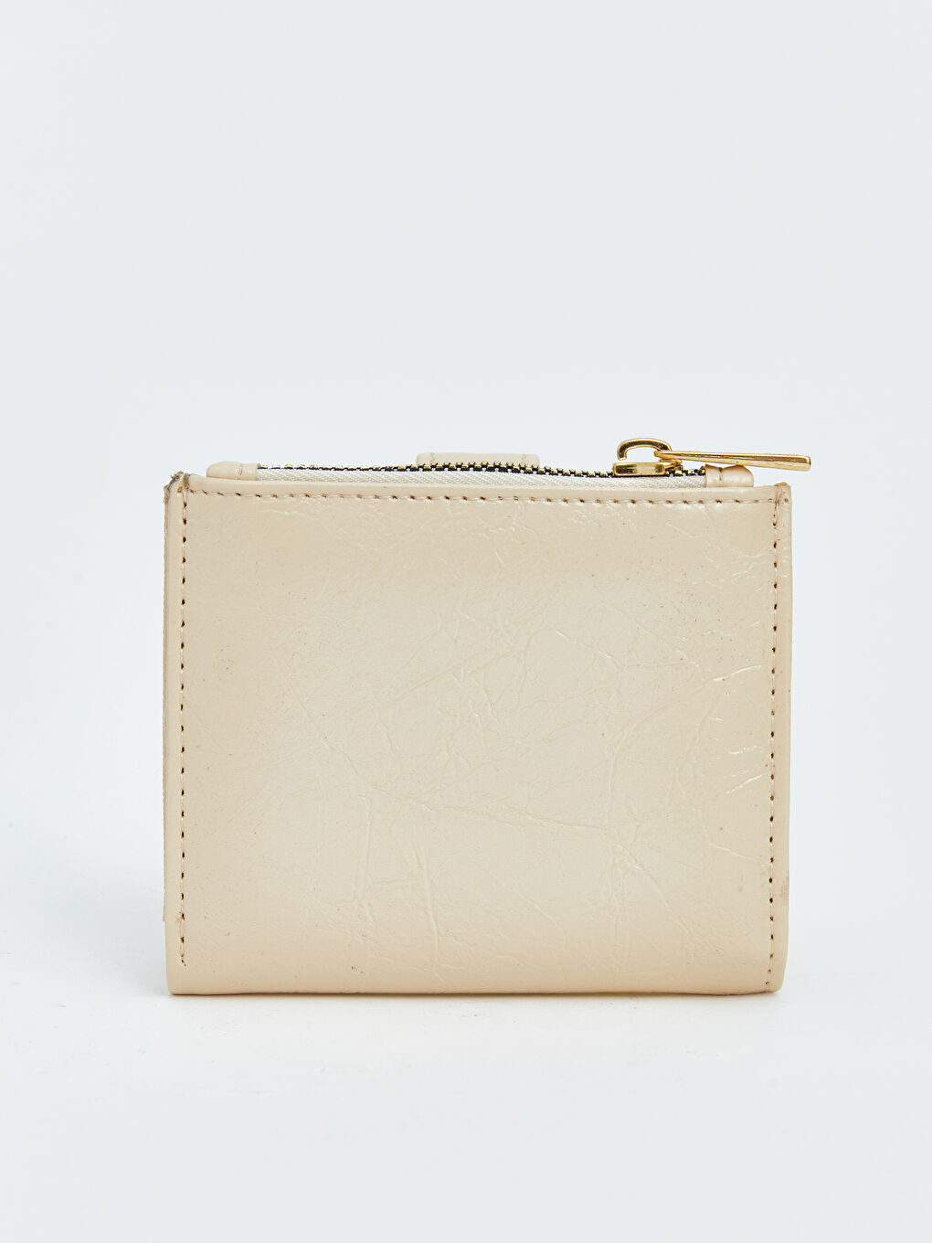 Ekru Deri Görünümlü Kadın Cüzdan-1