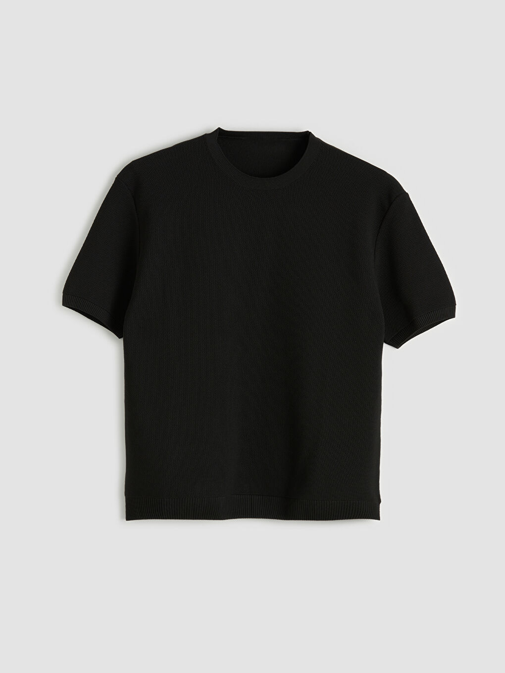 Siyah Bisiklet Yaka Erkek Triko Kazak-4