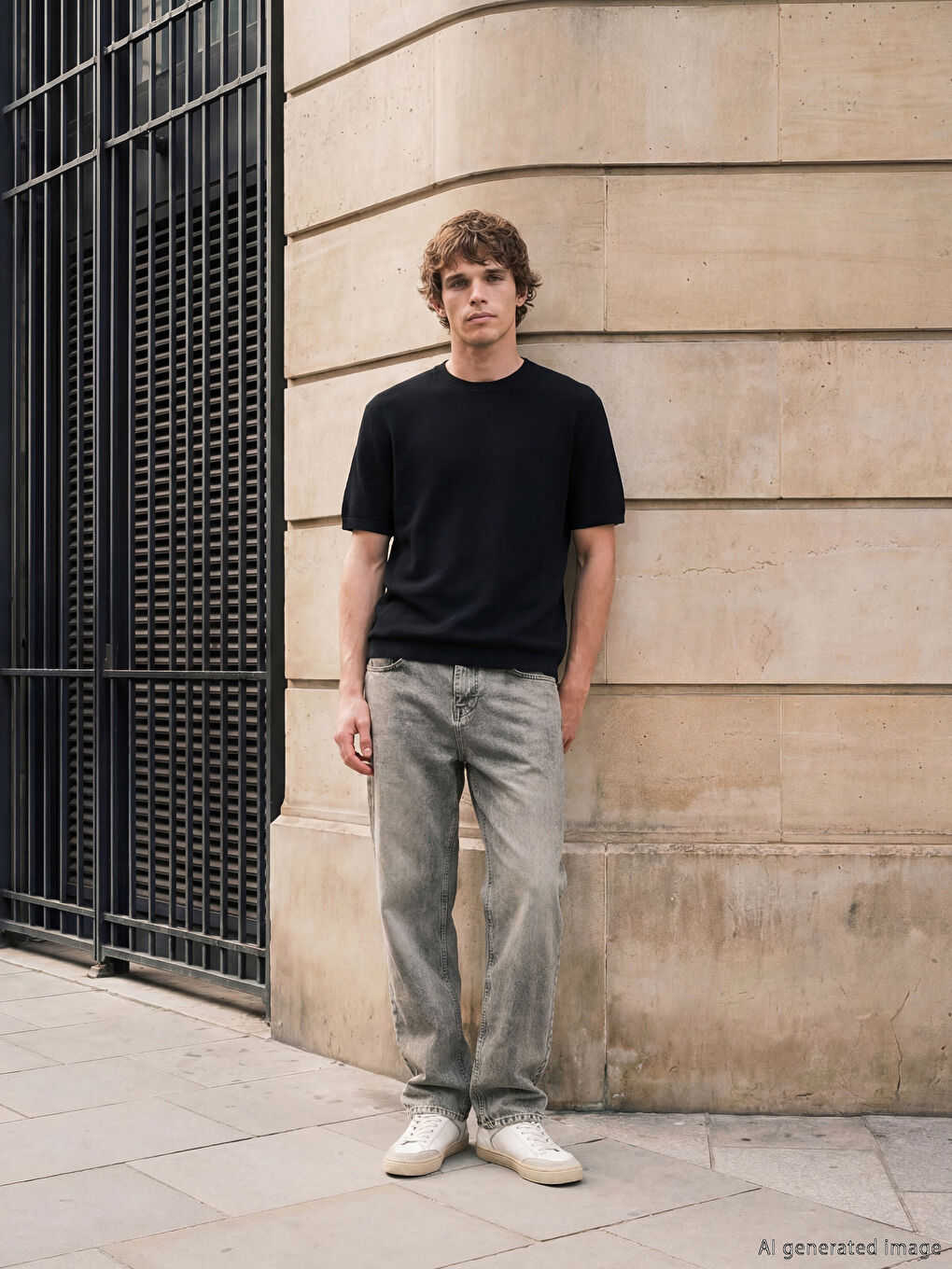 Siyah Bisiklet Yaka Erkek Triko Kazak-1