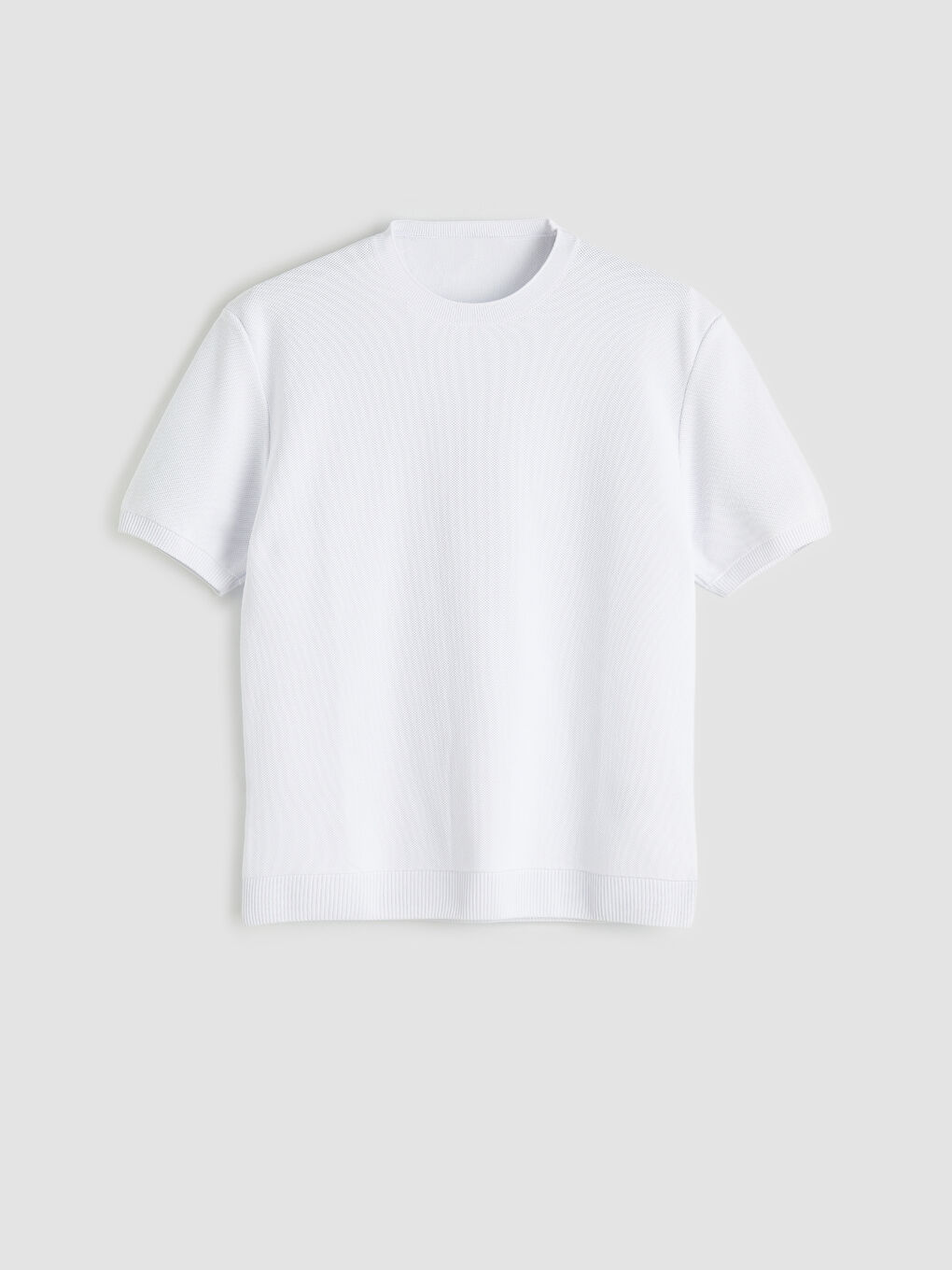 Beyaz Bisiklet Yaka Erkek Triko Kazak