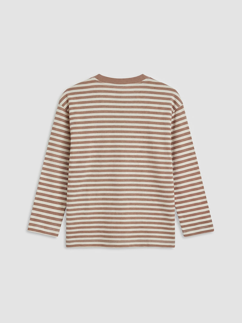 Kahverengi Bisiklet Yaka Çizgili Erkek Çocuk Tişört-1