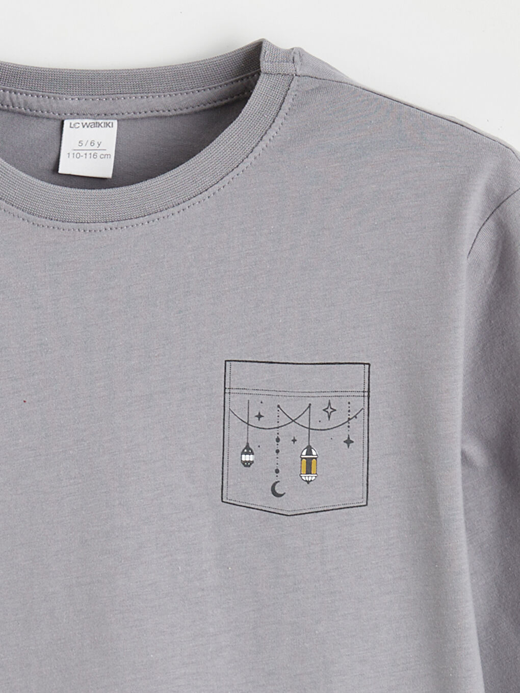 Gri Bisiklet Yaka Erkek Çocuk Pijama Takım-6