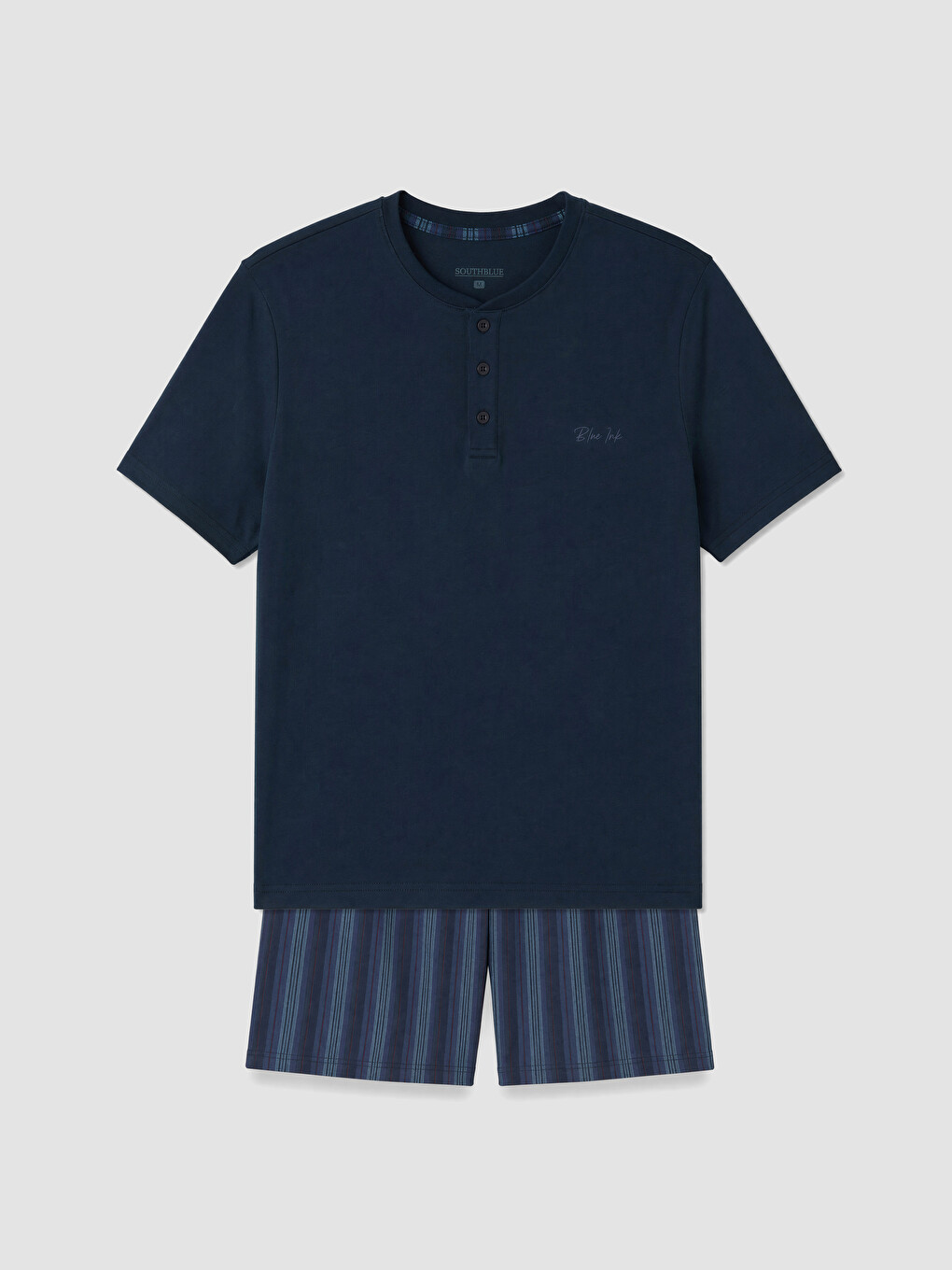 Lacivert Baskılı Erkek Şortlu Pijama Takımı