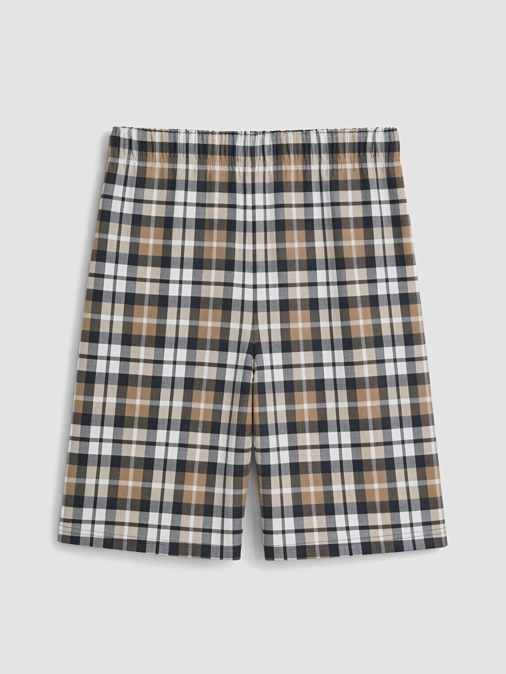 Bej Regular Fit Ekose Erkek Şortlu Pijama Takımı-6