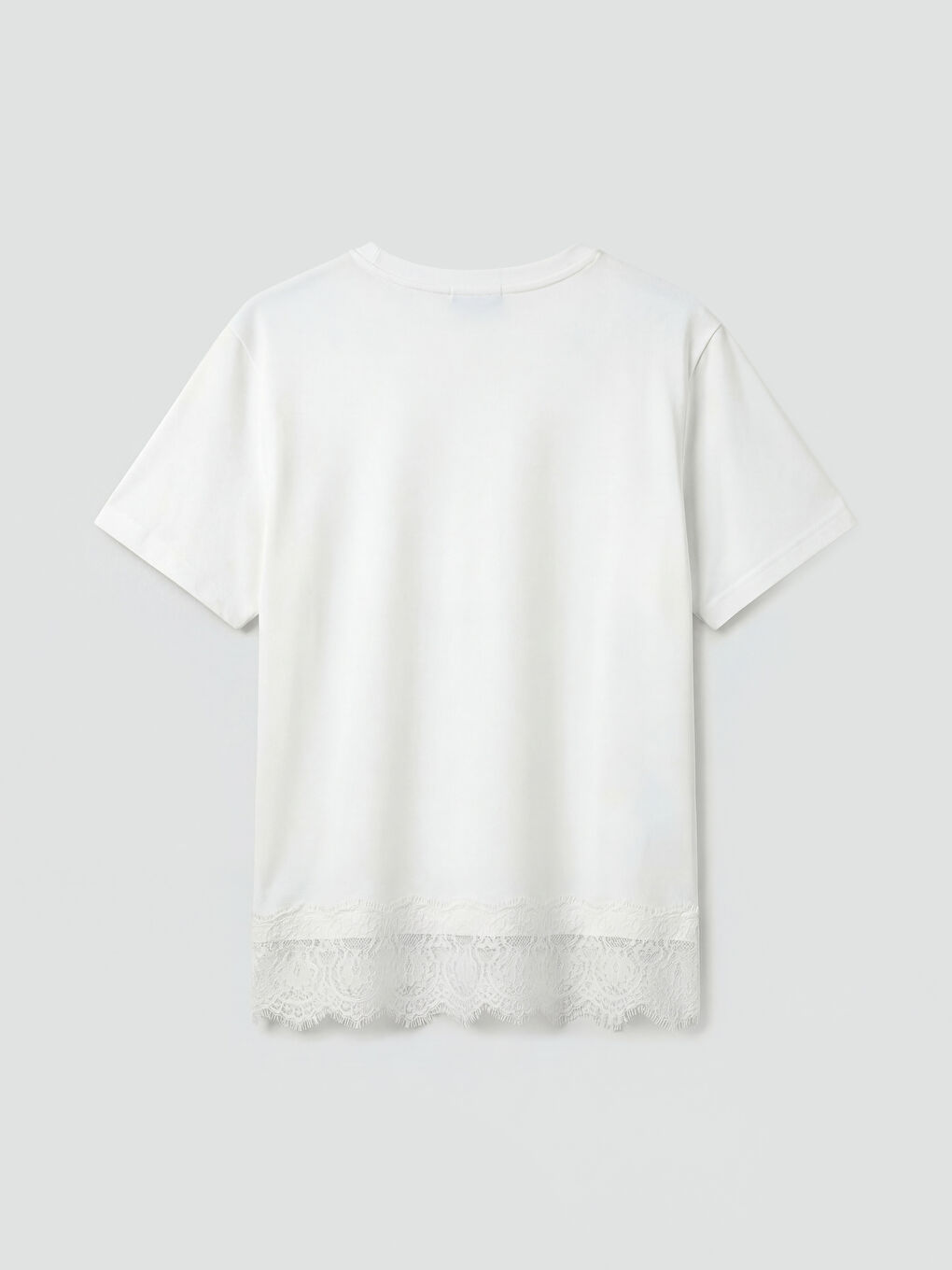 Beyaz Bisiklet Yaka Dantel Detaylı Bluz-1