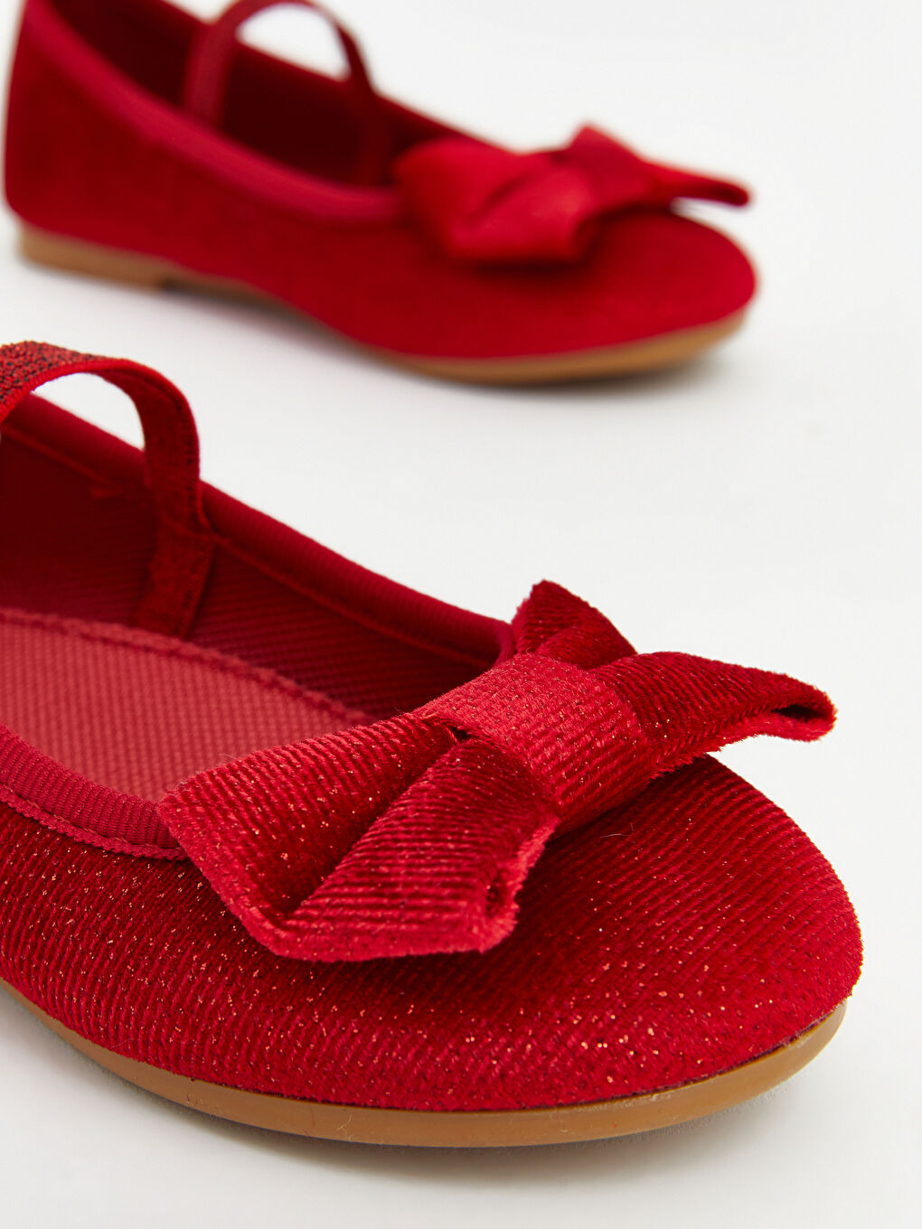 Kırmızı Süet Görünümlü Kız Bebek Babet-2