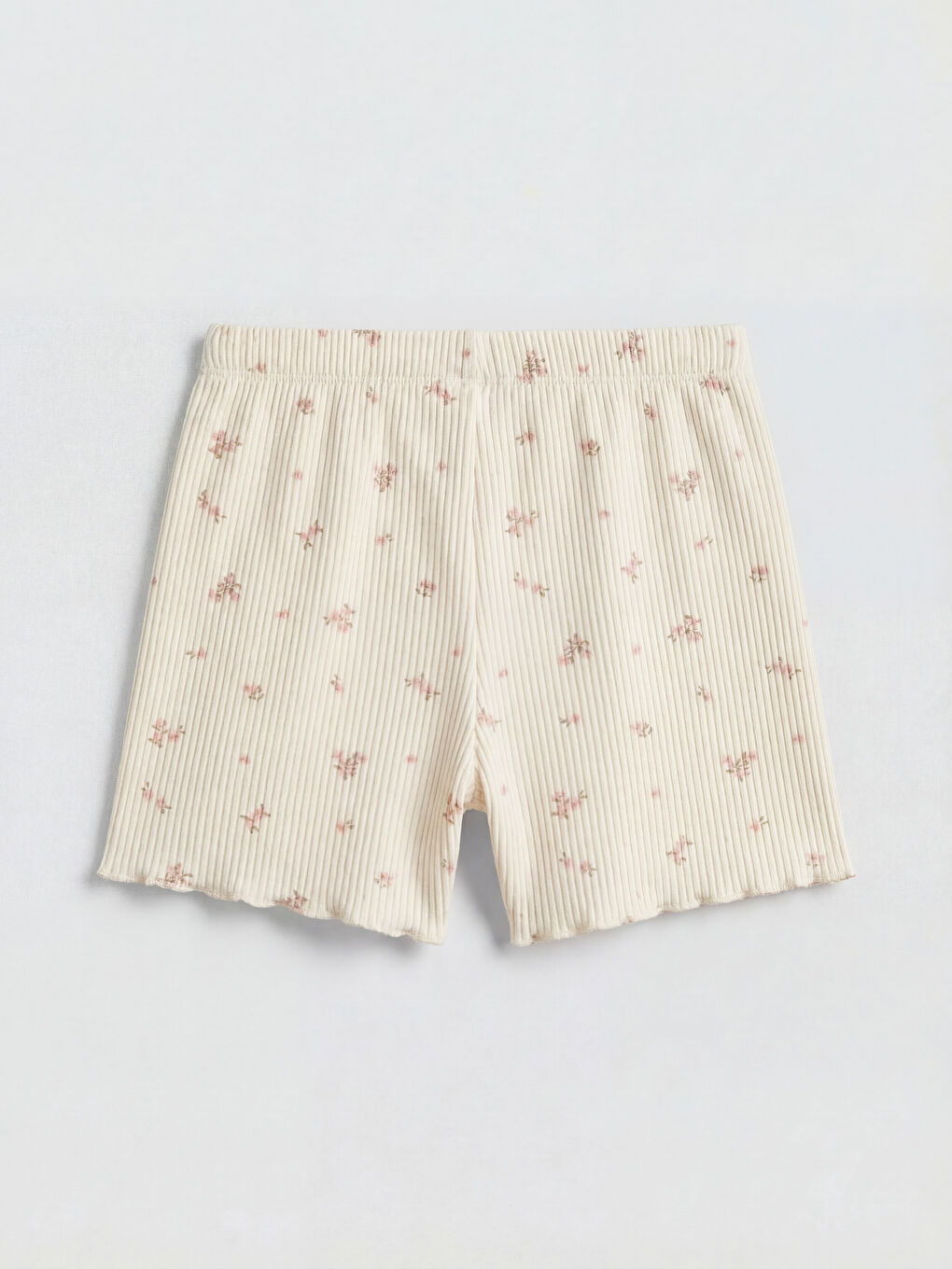 Ekru Çiçekli Kız Bebek Tişört ve Şort-5