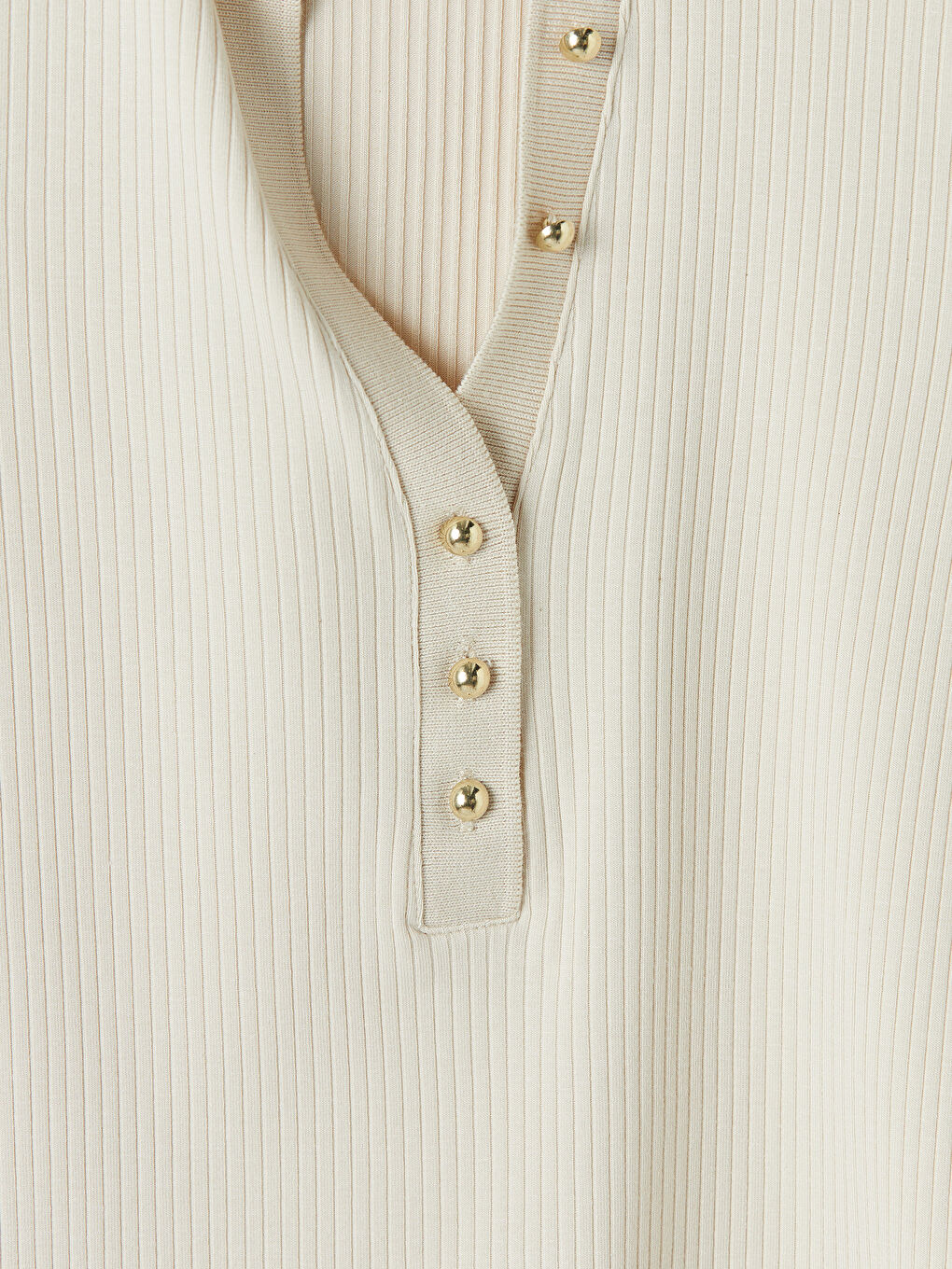 Ekru Polo Yaka Kadın Tişört-2