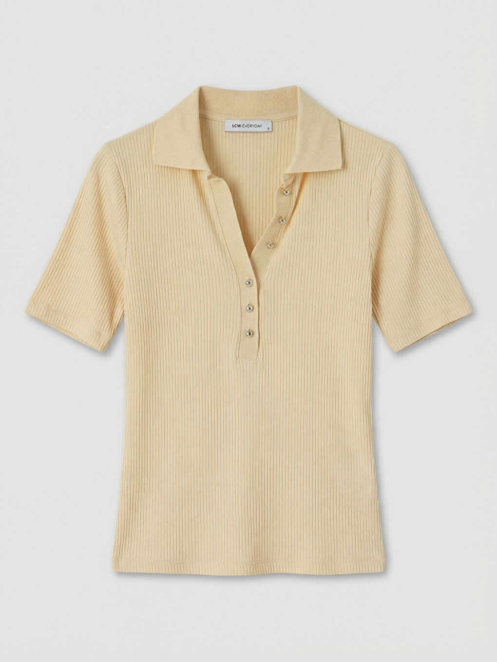 Bej Polo Yaka Kadın Tişört