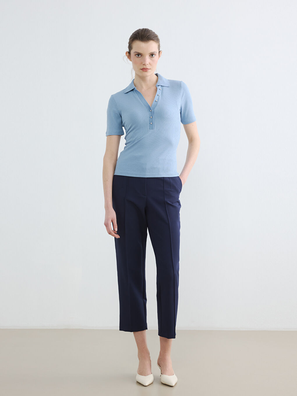 Polo Collar Women's T-Shirt-1