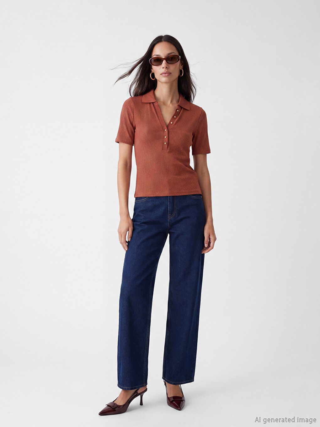 Polo Collar Women's T-Shirt-1
