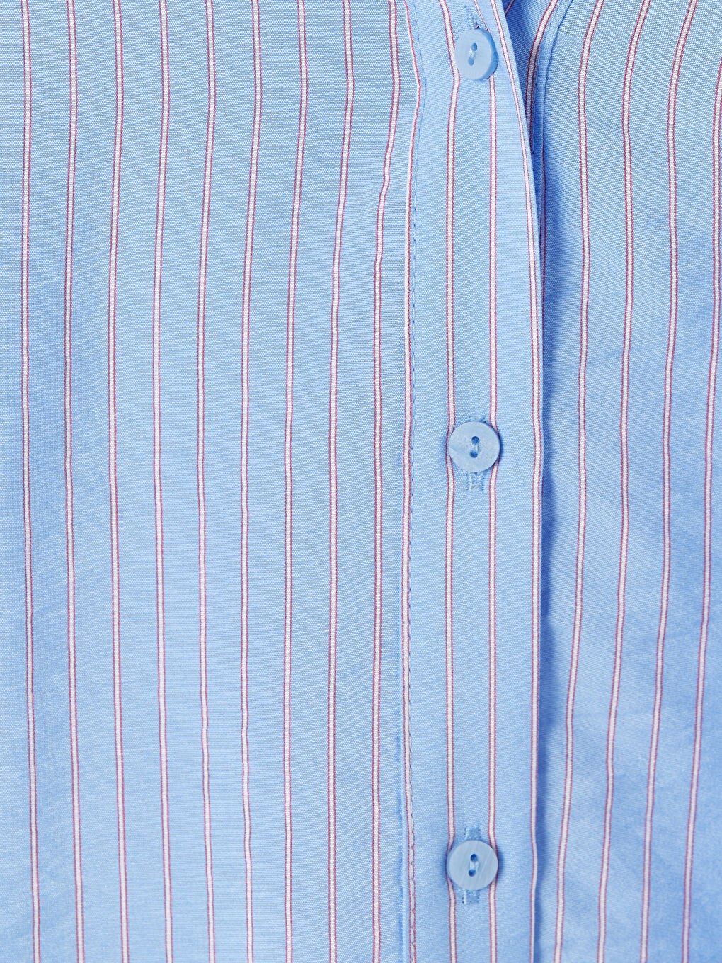 Mavi Çizgili Saten Kadın Gömlek-2