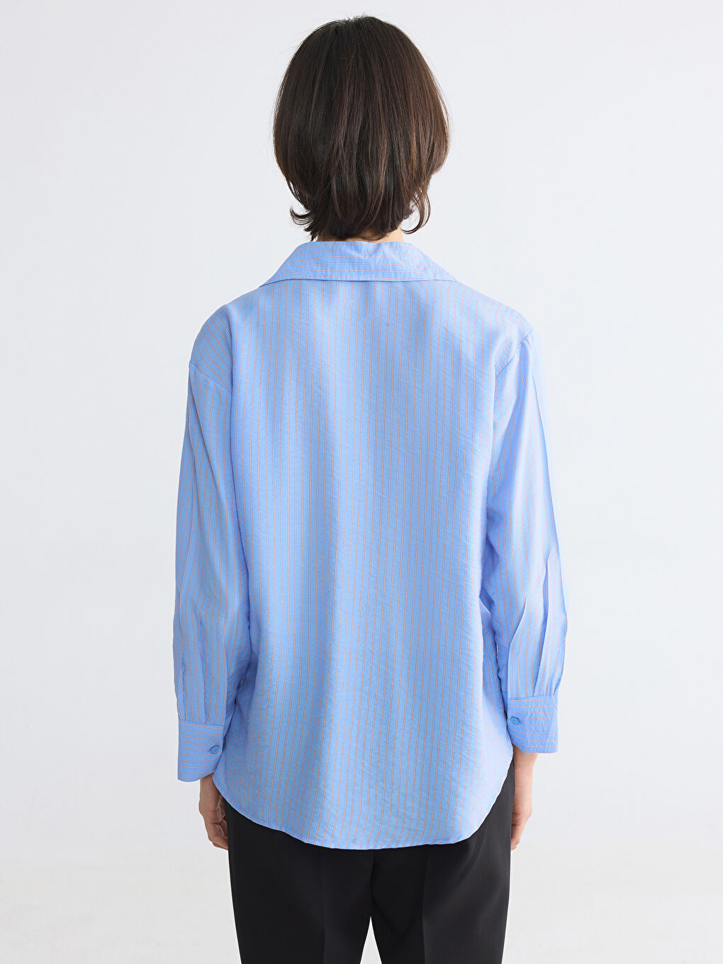 жолақты сатин әйелдер жейдесі-3