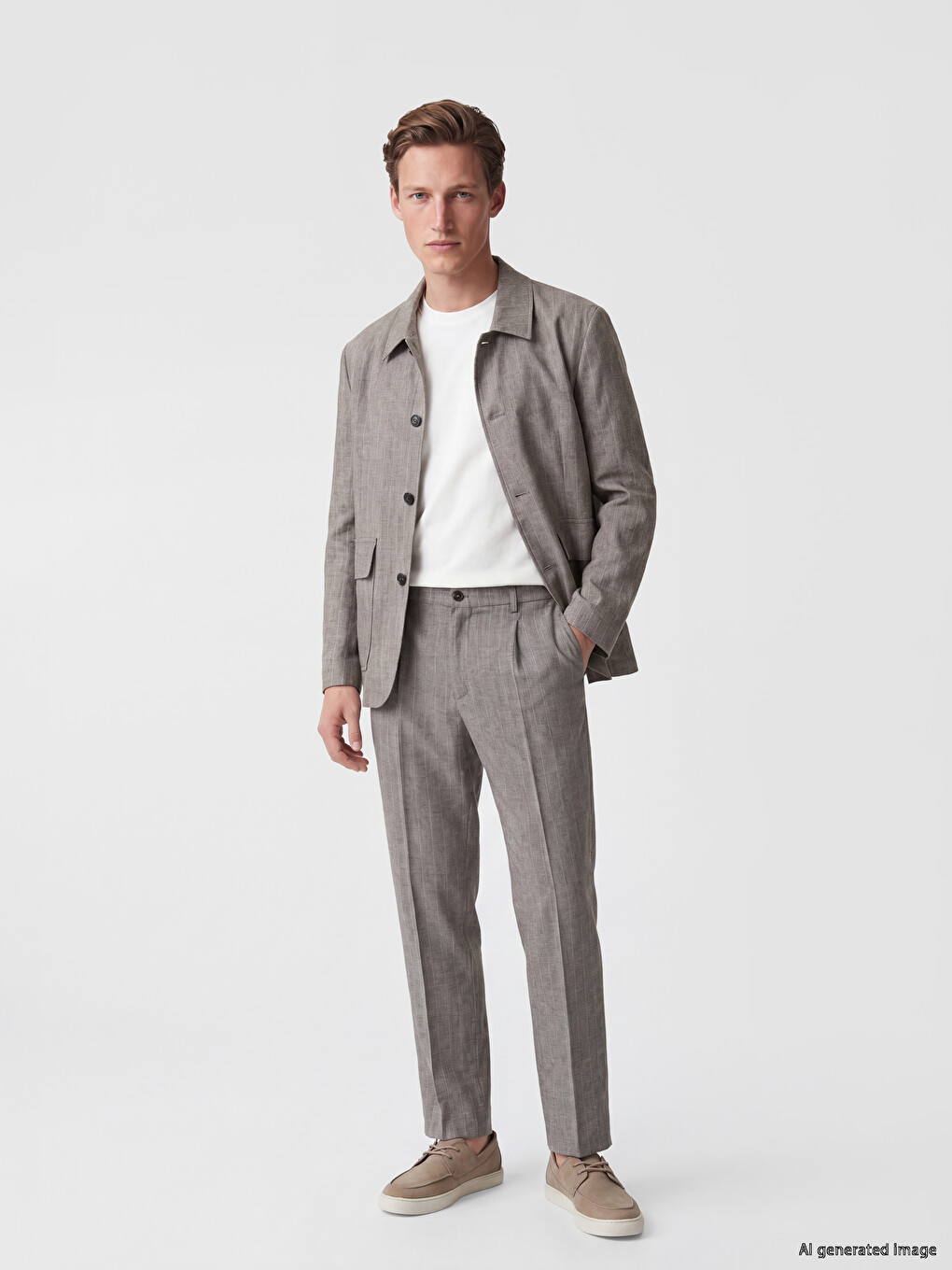 Kahverengi Regular Fit Erkek Pileli Pantolon-2
