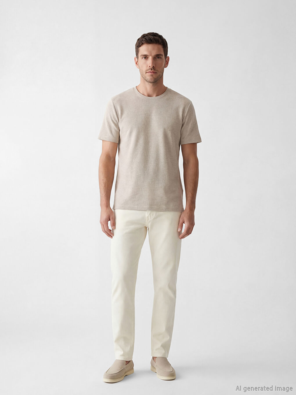 Kahverengi Bisiklet Yaka Erkek Tişört-1