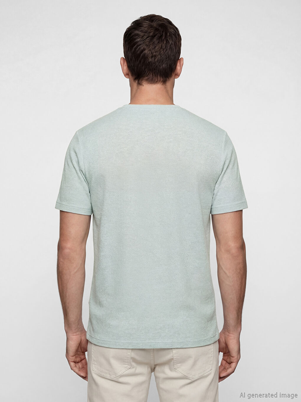 Yeşil Bisiklet Yaka Erkek Tişört-3