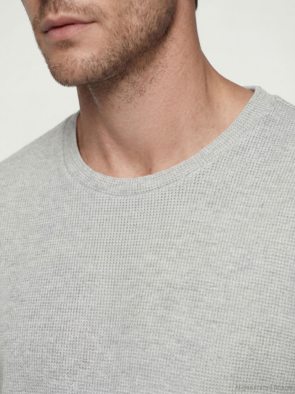 Gri Bisiklet Yaka Erkek Tişört-2