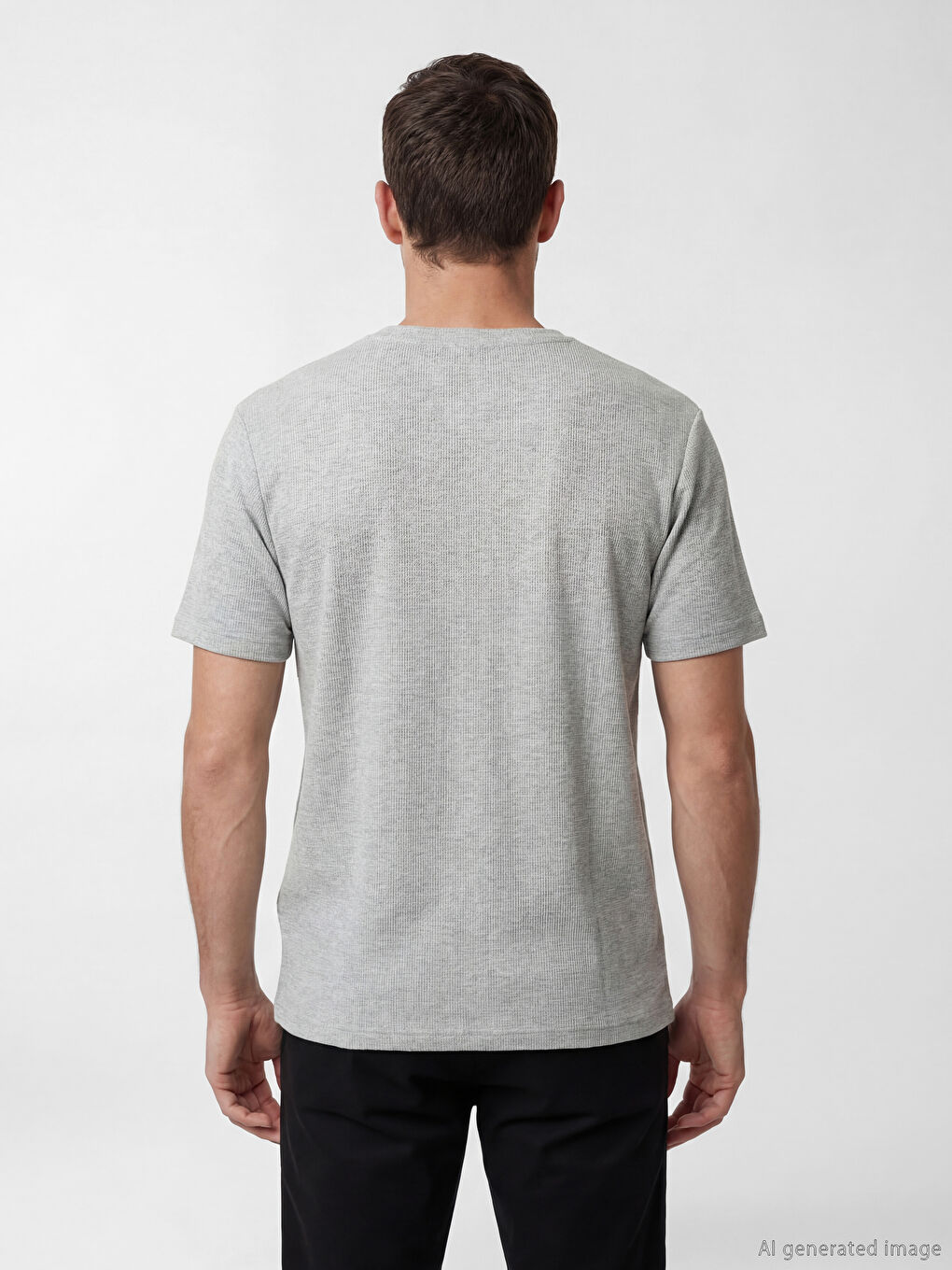 Gri Bisiklet Yaka Erkek Tişört-3