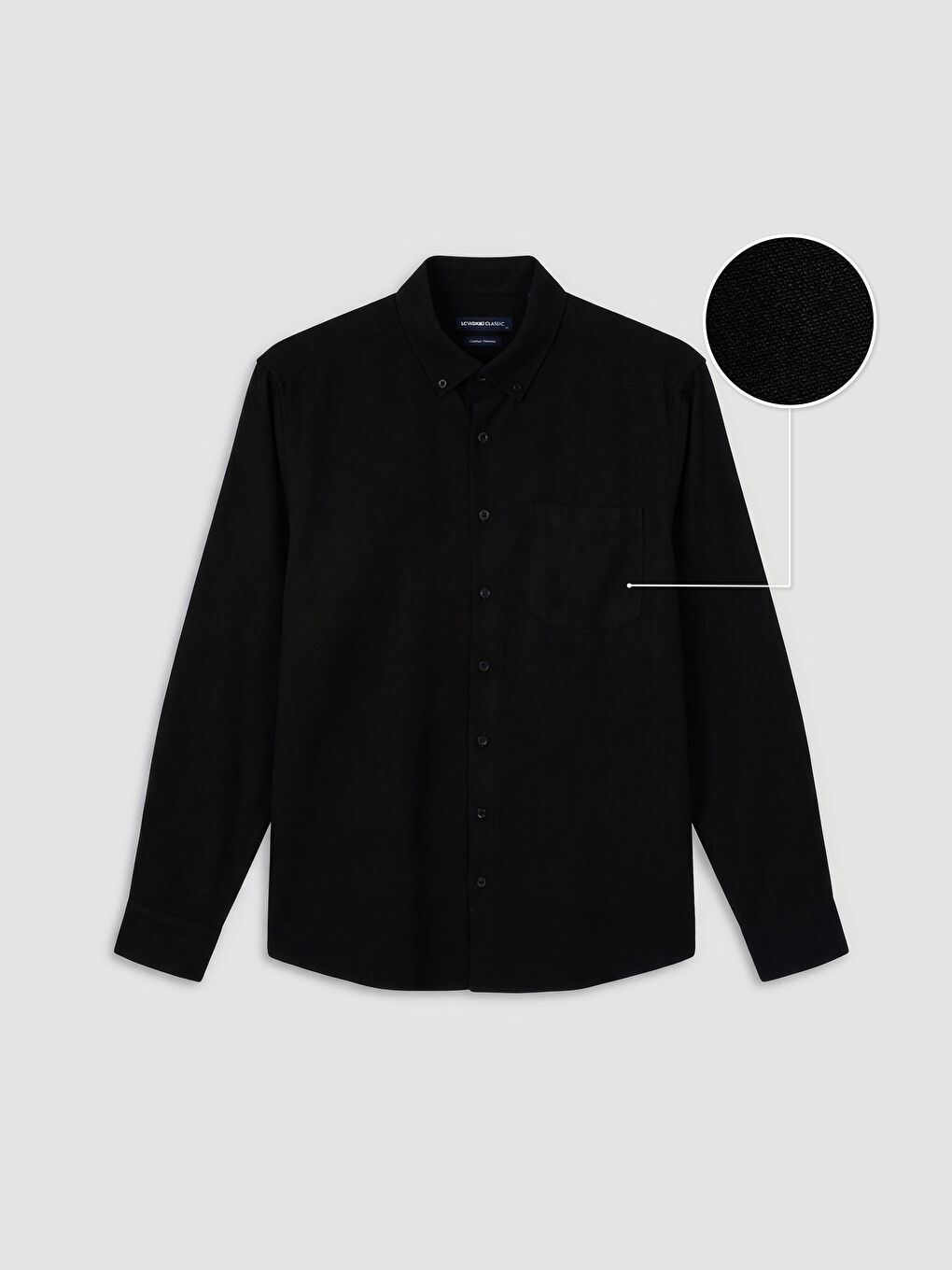 Siyah Regular Fit Erkek Dokulu Gömlek