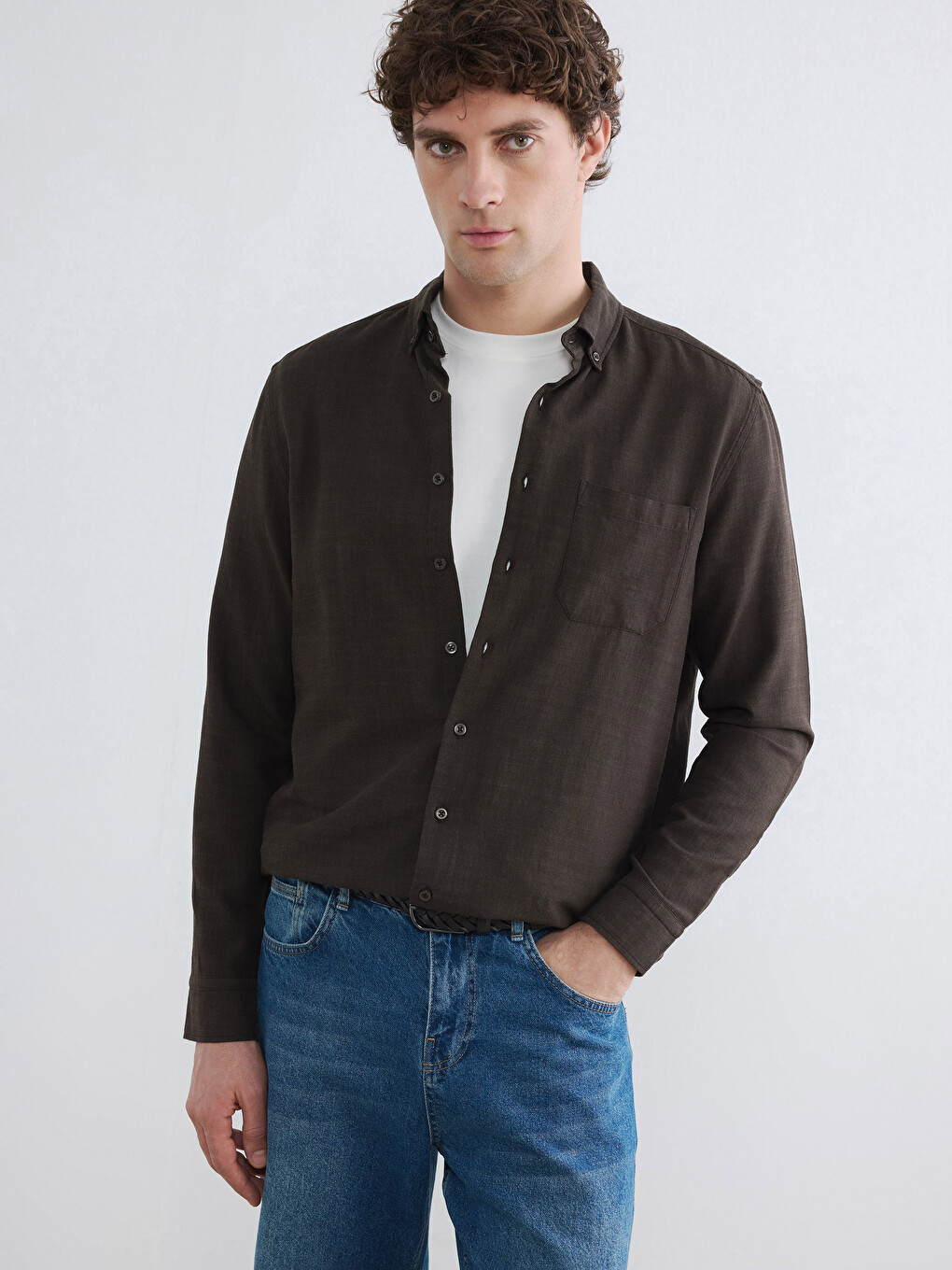 Regular Fit Men's Textured Shirt