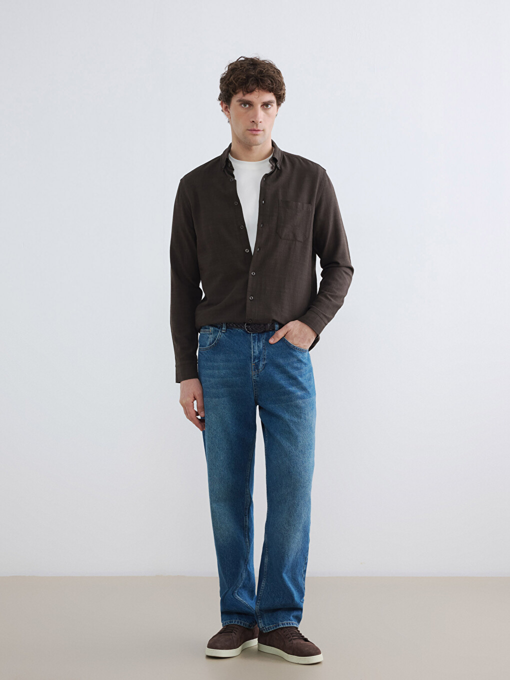 Regular Fit Men's Textured Shirt-1