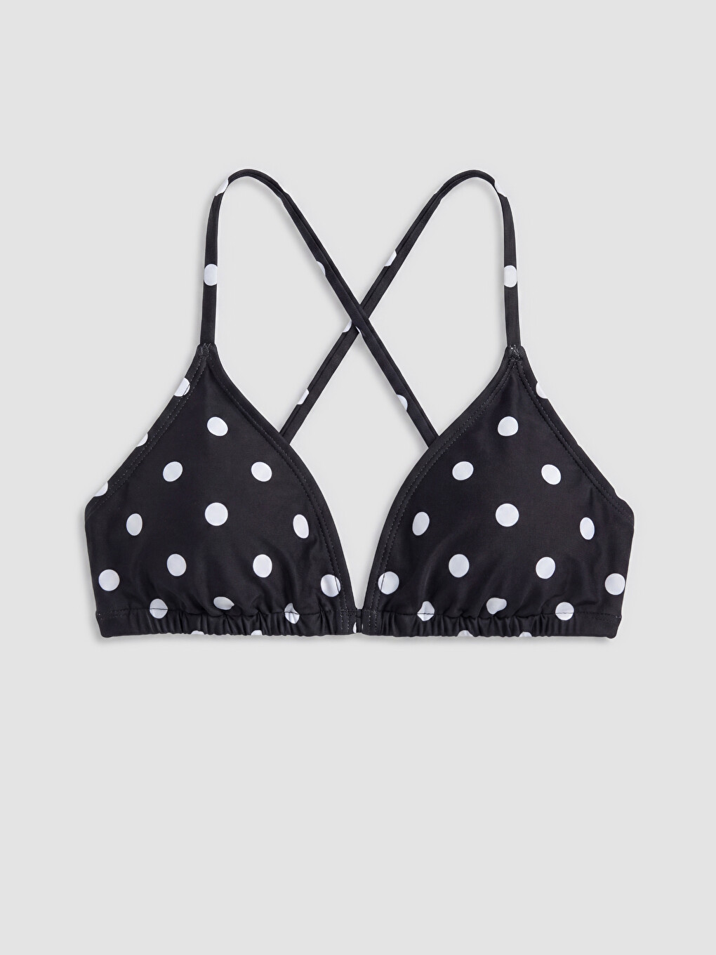 Siyah Puantiyeli Çıkarılabilir Pedli Kadın Bikini Üstü